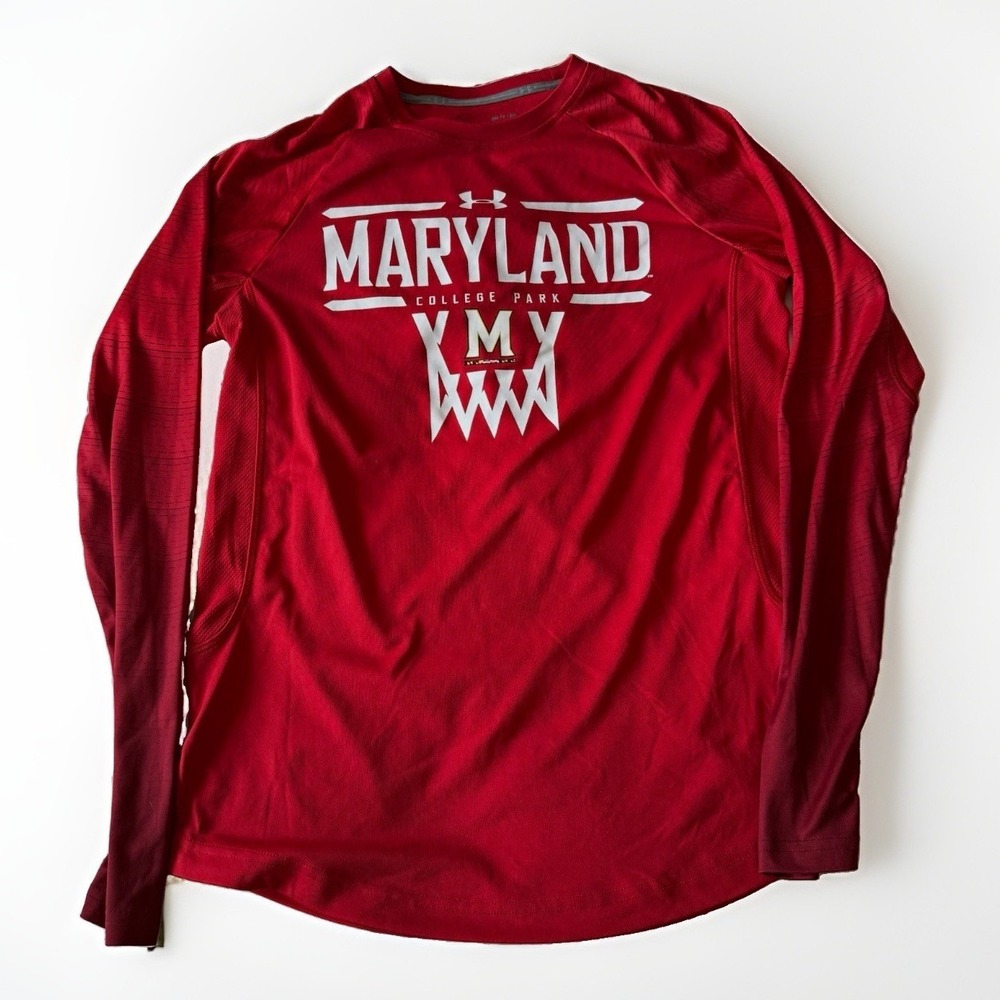 Under Armour Maryland Terrapins Red Long Sleeve Shirt Size SM